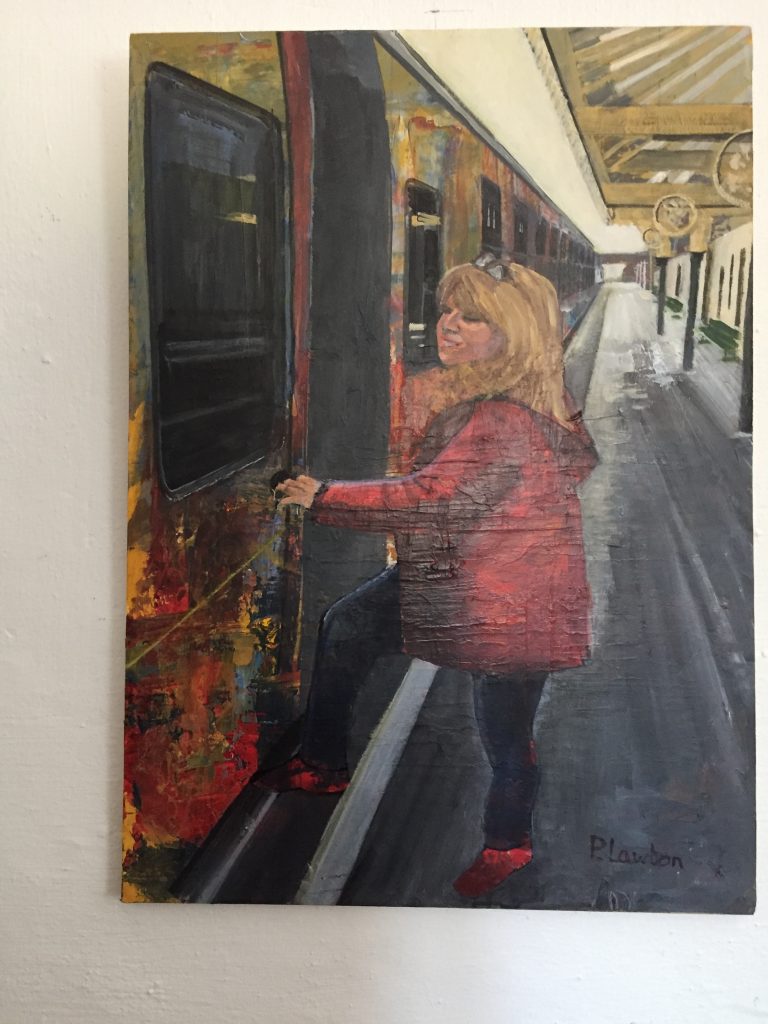 Girl boarding train at Sheringham